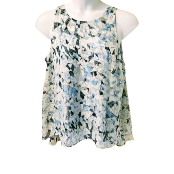 VINCE CAMUTO Women's New Sleeveless Geometric Print Double Layer Hi- Lo Tank Top - Picture 2 of 13